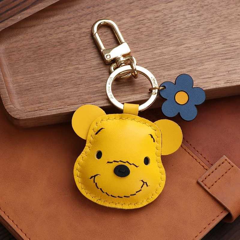 Handmadereal sheepskinWinnie the Pooh keychain cute bear couple doll bag pendant Bagcharm X250402