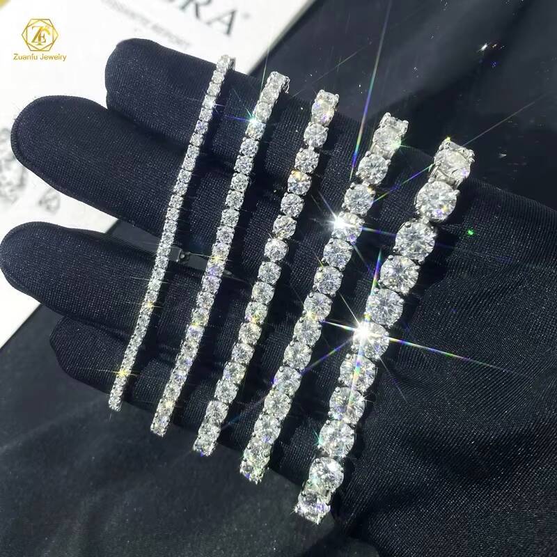 Market Wholesale 2mm 3mm 4mm 5mm 65mm Iced Out VVS Moissanite Fine Jewelry 100 925 Silver Tennis Chain Necklace With GRA