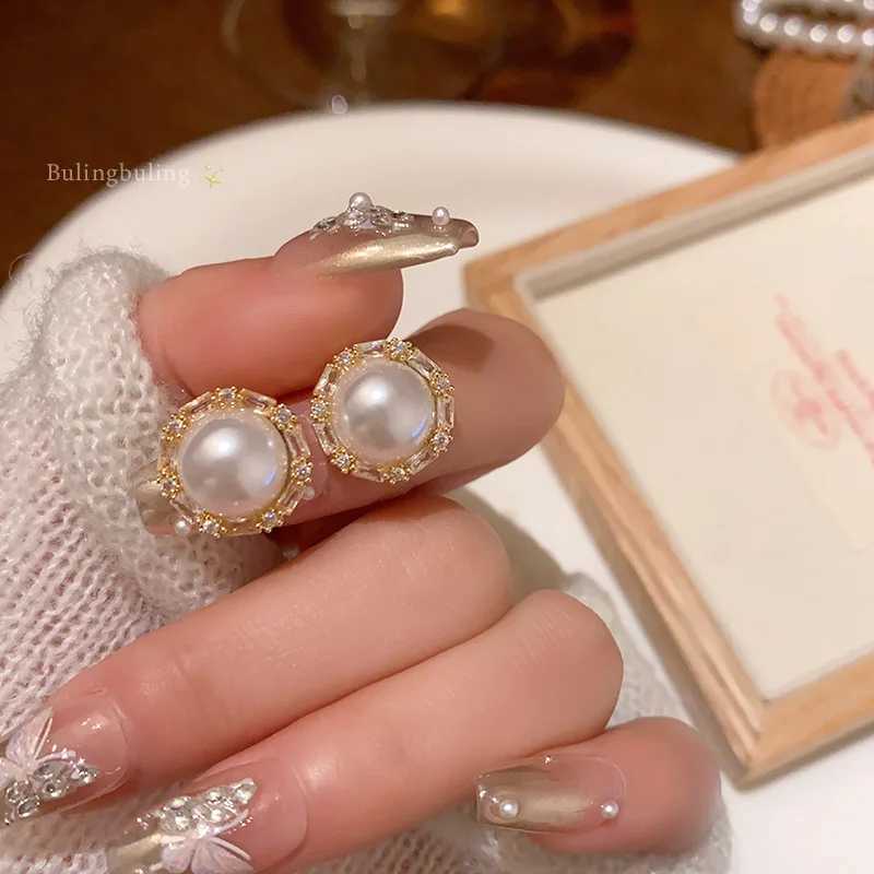 Light Luxury Simple Elegant Geometric Imitation Pearl Stud Earrings For Women Fashion Cute Sweet Jewelry Accessories Party Gifts Y250401