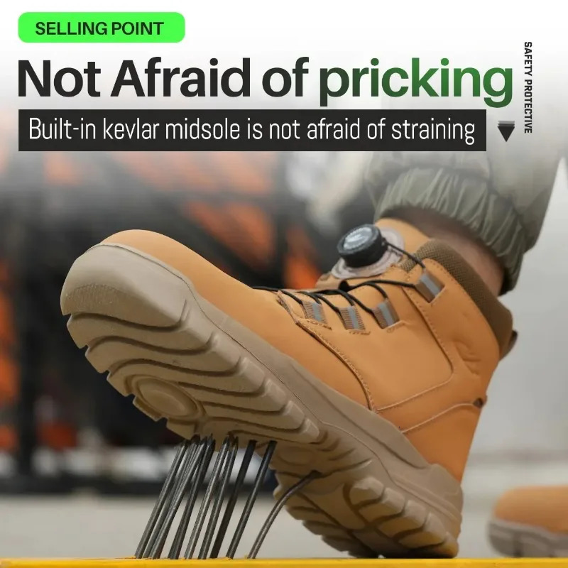Fashion Waterproof Security Work Safety Boots Protective Leather Boots Antismash Antipuncture Industrial Shoes 251030
