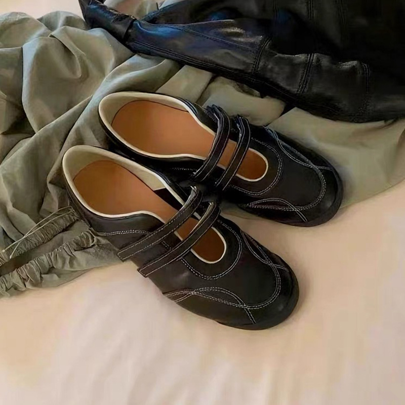 Cowhide version ~ super soft velcro inner heightened flat sole single shoes women's casual sports function Mary Jane ballet shoes girl2025