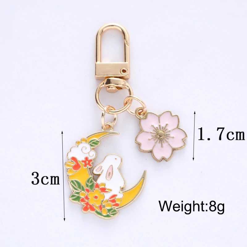 Creative Cute Animal Cat Rabbit Flower Key Chain For Women Girls Colored Enamel Sweet Kitten Gold Keychain Accessories X250402