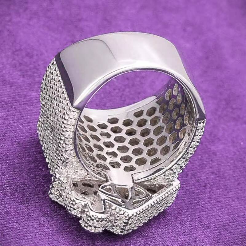 Hip Hop VVS D Color Moissanite Bling Mens Cluster Trap House Ring With 925 Sterling Silver Pass Diamond Tester GRA