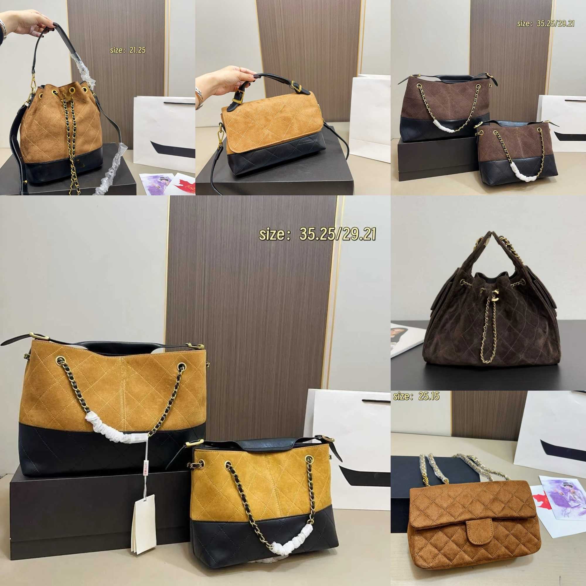 Evening Bags Designer shoulder diamond check long chain fashion bucket crossbody bag Big homeless person 25 suede leather grey casual luxury brand Medium hobo