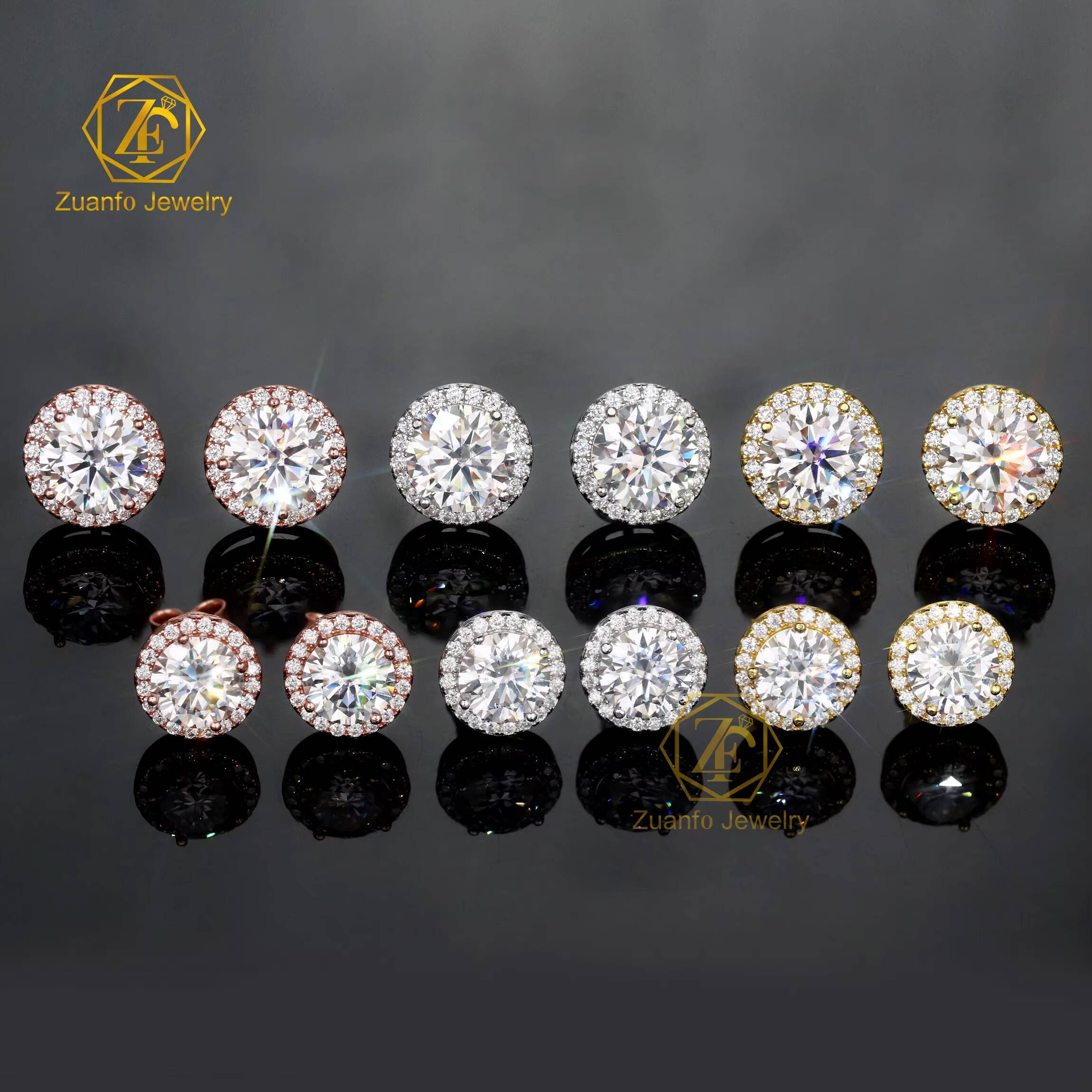 Wholesale Price 925 Silver Moissanite Earrings for Women Brilliant Cut D VVS with Diamond Tester 65mm 8mm Halo Cut