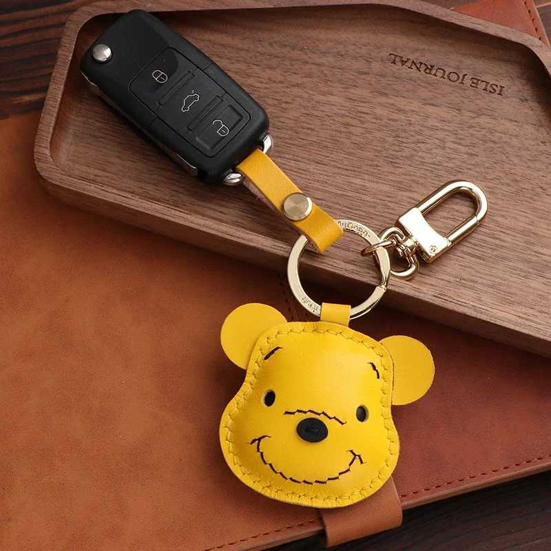 Handmadereal sheepskinWinnie the Pooh keychain cute bear couple doll bag pendant Bagcharm X250402