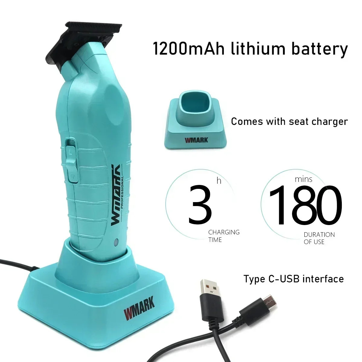 WMARK NG317 Hair Trimmer Machine Zero Gapped DLC Blade with Base Charger Professional Hair Clipper for Men Finishing Machine 251030