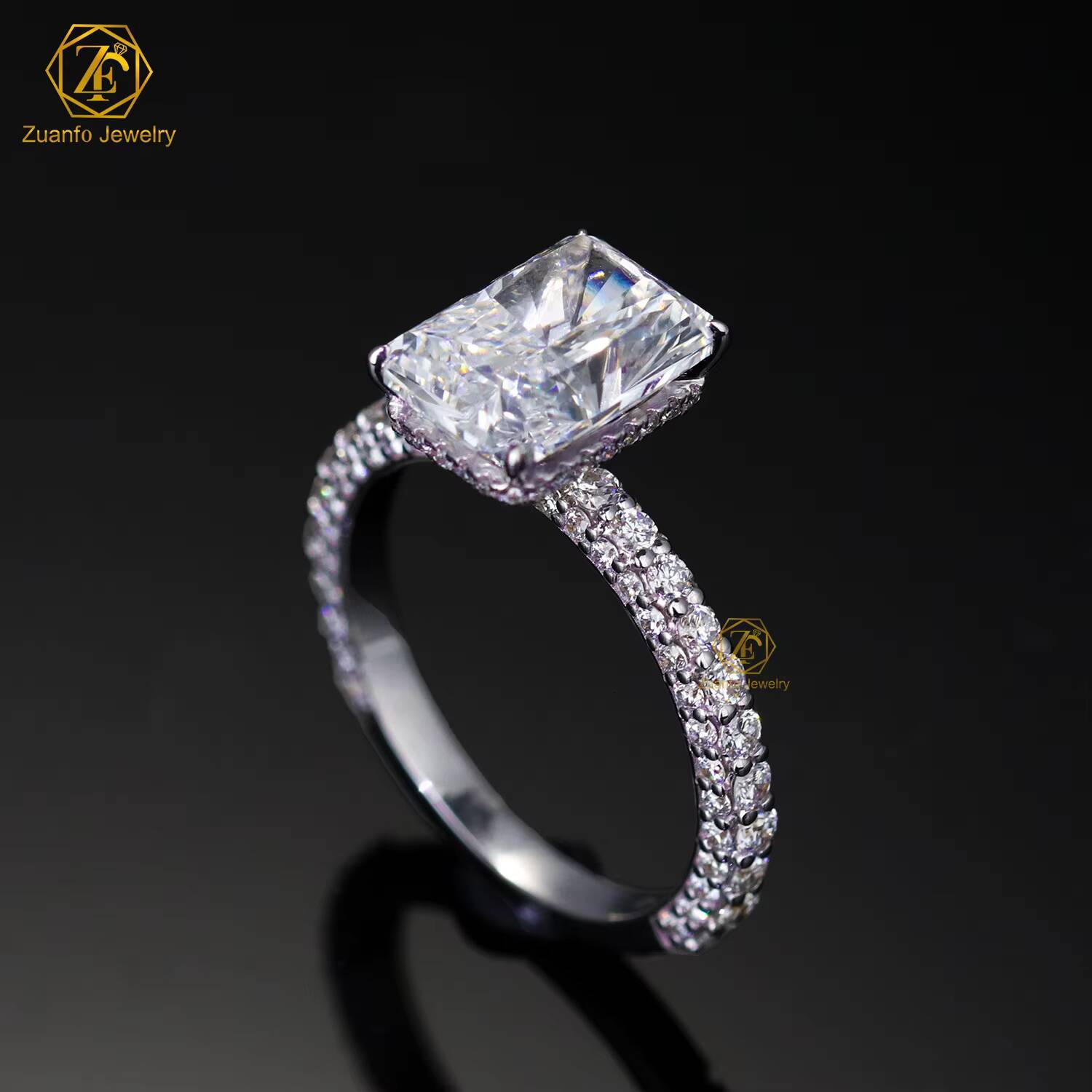 Unisex Customizable 1CT5CT Radiant Cut Lab Grown Diamond Rings 10K14K18K Solid Gold Wedding Bands IGI Certified Diamonds
