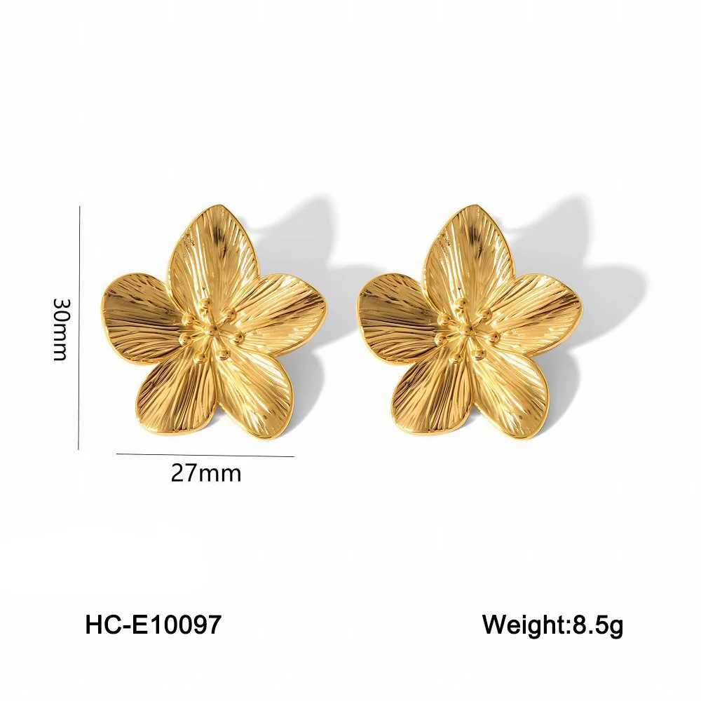 Stainless steel Exaggerated European and American style flower stud earrings for womens daily wear new trends in jewelry gifts and parties Y250401