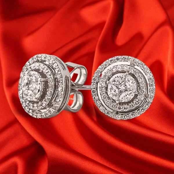 Luxury Designer Womens Jewelry Round Moissanite Crystal Earrings Womens Valentines Day Gifts Womens Aesthetic Accessories Y250401