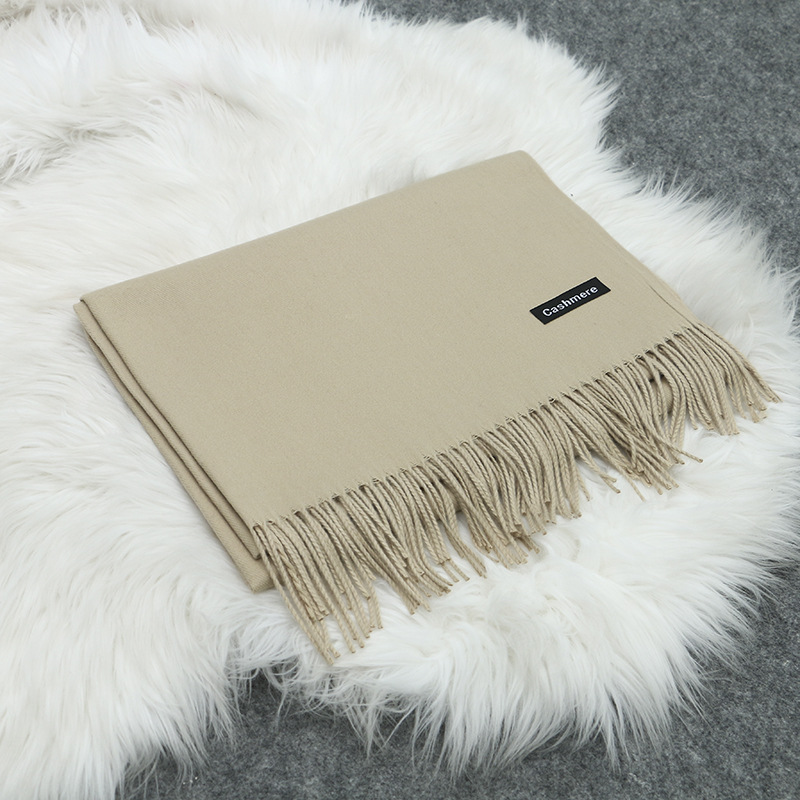 K282 Imitation cashmere scarf bright red solid color shawl autumn and winter annual meeting printed gift warm dual-purpose scarf manufacturer wholesal
