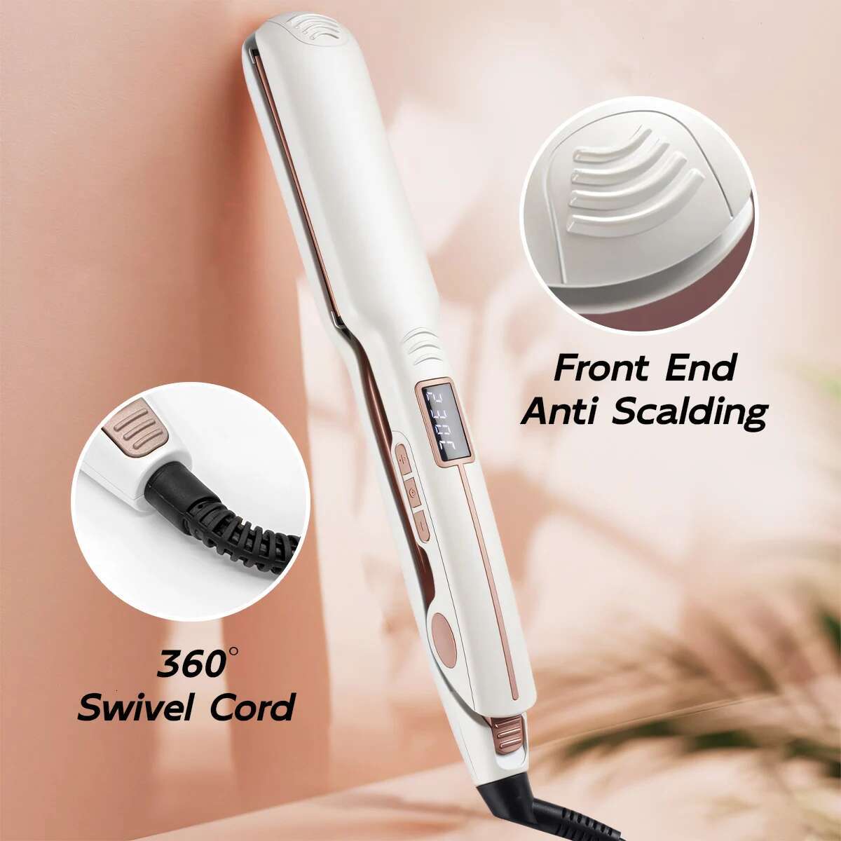 Tq-H2 Straightener Instant Temperature LCD Display Professional Heating Curg Iron Curler Infrared Hair Care Dry Wet