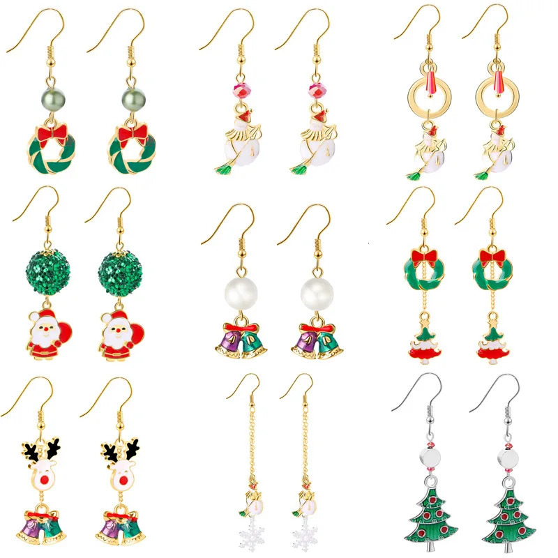 Christmas Dangle Earrings for Women Lovely Santa Claus Snowman Bell Christmas Tree Drop Earrings Xmas Jewelry Gift for Girls 251031
