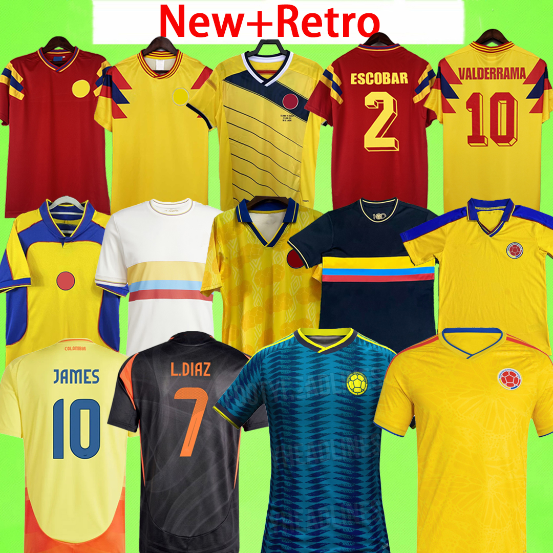 New + Retro Colombia 2026 soccer jerseys Kids + Men Kit LUIS DIAZ 100th Women 1990 1994 1998 2014 Valderrama Player version football shirt 25 26 JAMES Columbia long sleeve