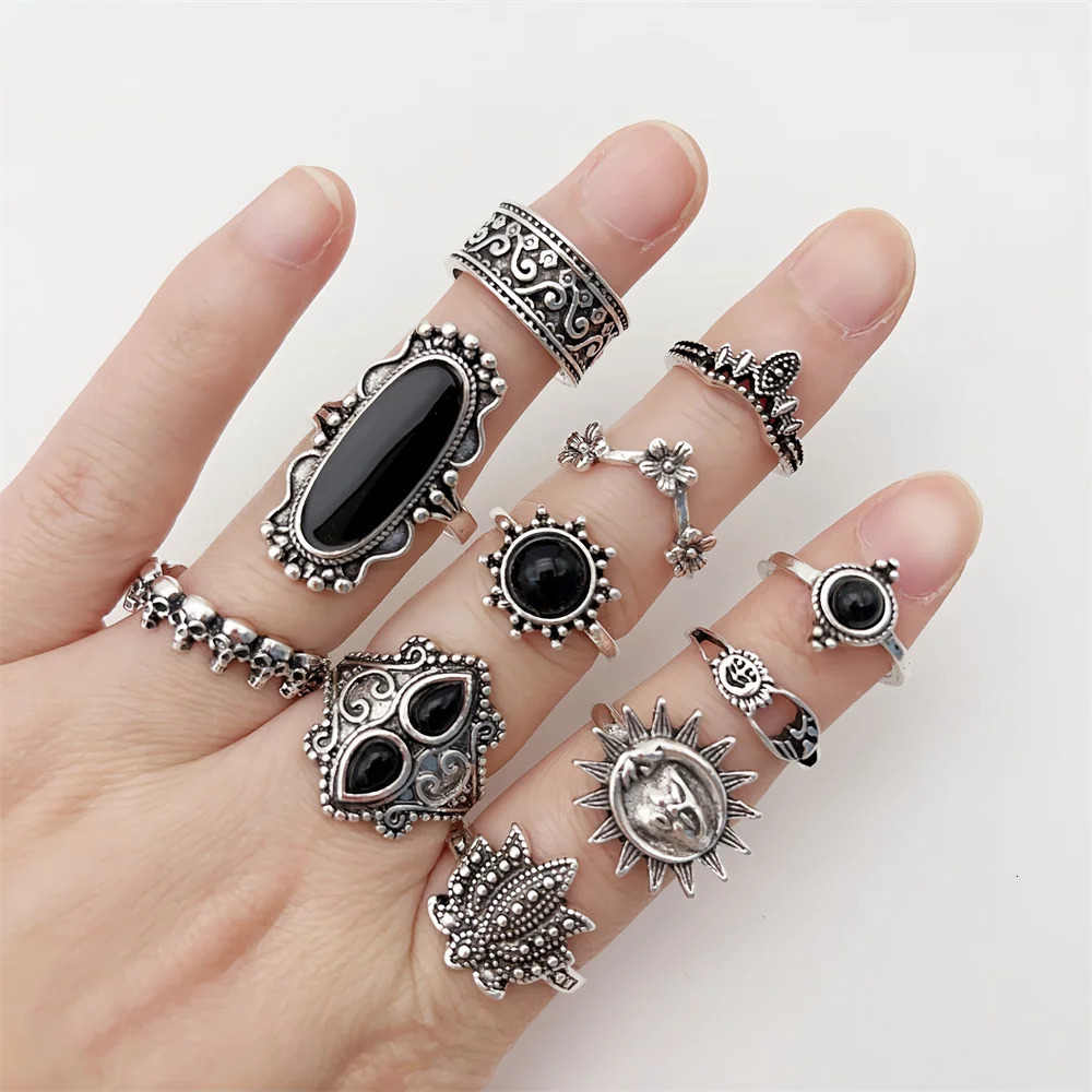 20Pieces Vintage Bohemia Turquoise Rings Set For Women Men Mix Style Geometry Flower n Finger Jewelry Party Gifts 251031