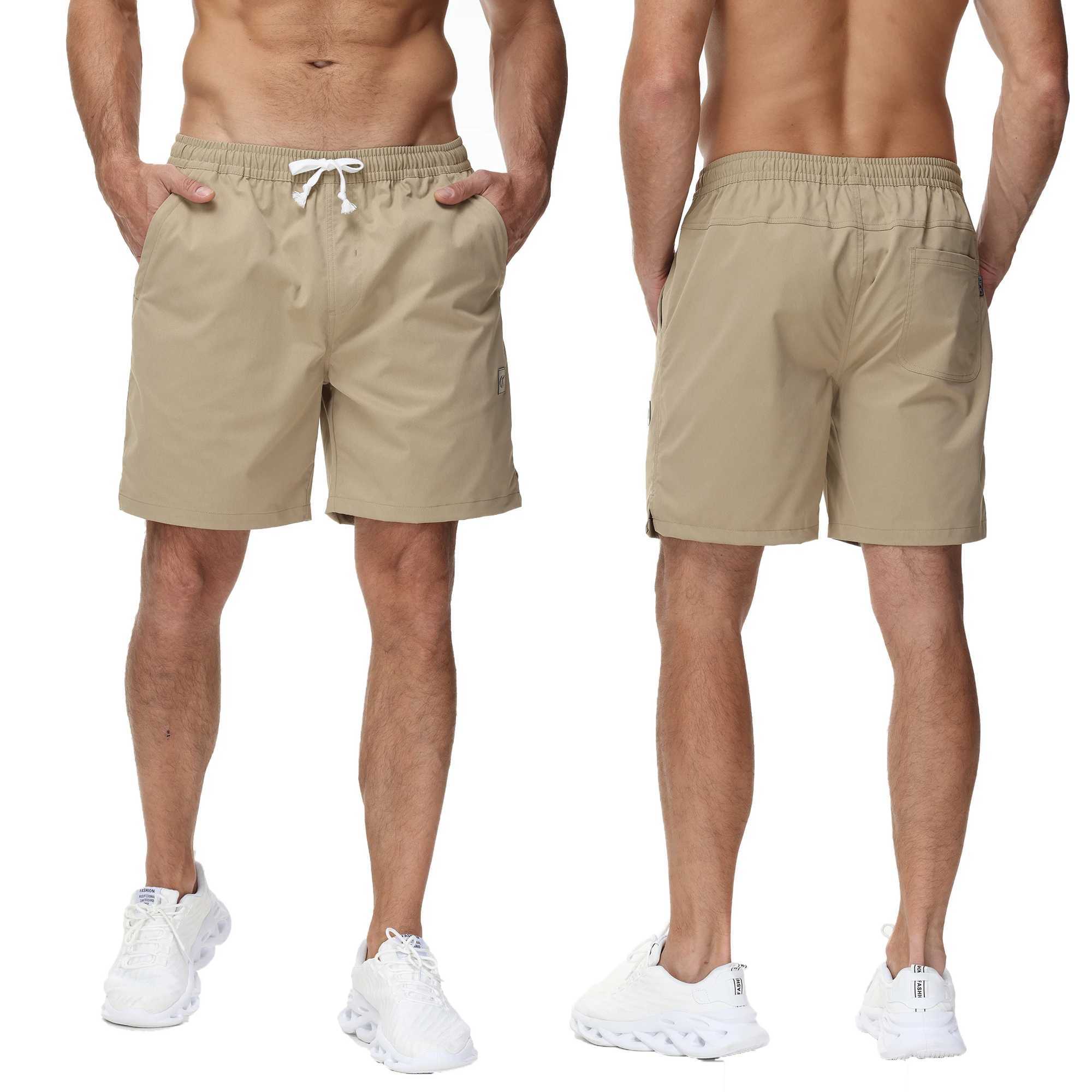 Mens casual running diagonal shorts high-quality sports pants elastic 7-inch shorts with zippered pockets W250402