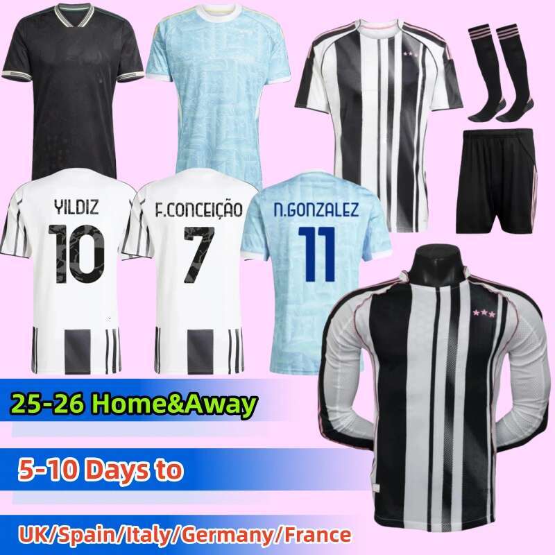 25 26 Soccer JerseysYildiz Bremer Vlahovic F.CONCEICAO DOUGLAS LUIZ 2025 2026 Juventuss Thuram J.DAVID Gatti OPENDA Football Shirt Men Kids kit