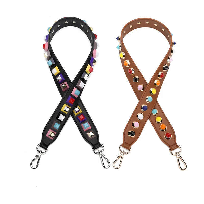 Woman Bag Straps High Quality Rivet Shoulder Straps Wide Bag Strap Collide Color Joker Flower Strap Crossbody Parts Acessorios 251030