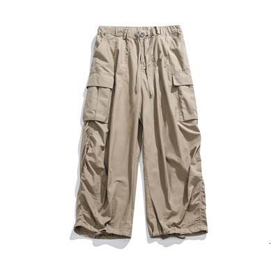 Loose wide leg workwear pants for both men and women 2023 Spring and Autumn item versatile ankle tied casual pants trendy 240821