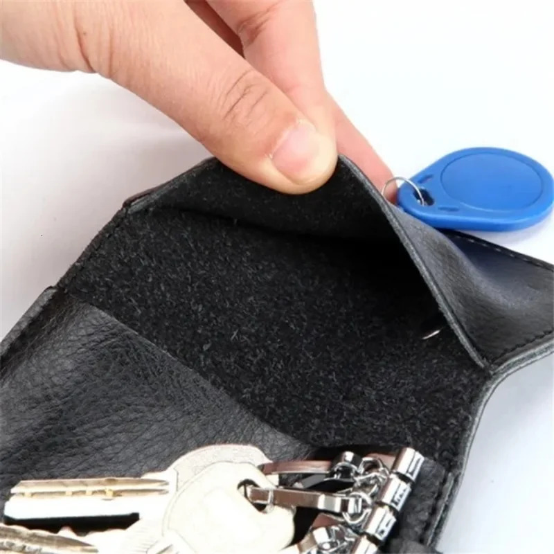 Fashion Portable Genuine Leather Housekeeper Holders Case Mini Card Bag Unisex Key Wallets Simple Solid Color Key Storage Bag 250402