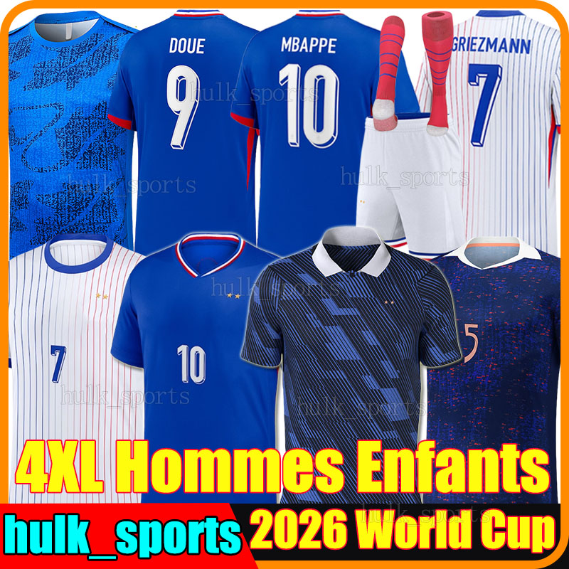 4XL 24/25/26 French club MBAPPE DOUE soccer jerseys 2025 GRIEZMANN DEMBELE BARCOLA KOLO MUANI OLISE RABIO GUENDOUZI men kids kits socks sets Maillots de football shirt
