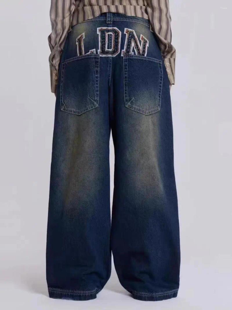 Women's Jeans Jaded London Girl Doing Old Laundry Low Waist Retro Straight Leg Embroidered Floor Length Pants