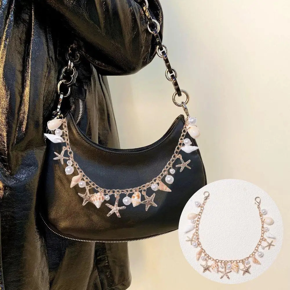 Exquisite Starfish Conch Pearl Bag Chain Bohemian Layered Metal Chain Bag Pendant DIY Bag Charms For Handbag Handle Jewelry Gift 251030
