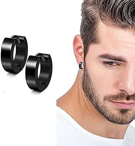 15 Pairs Black Men,Stainless de Mens Stud Set Aretes Para Hombre Male hoop Surgical Steel Ear Rings for Men Earrings Hypoallergenic