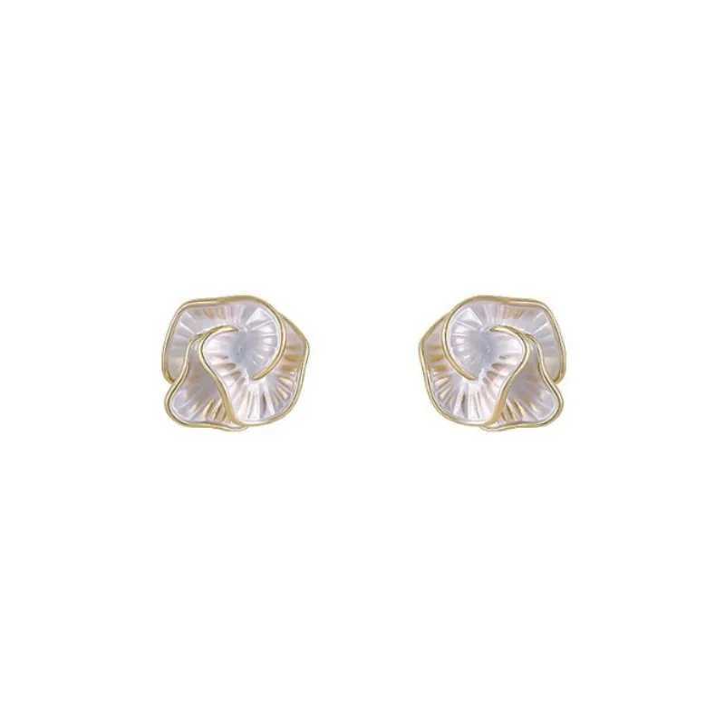 Korean Luxury Fashion Camellia Ins Niche Design Kolden style earrings Y250401
