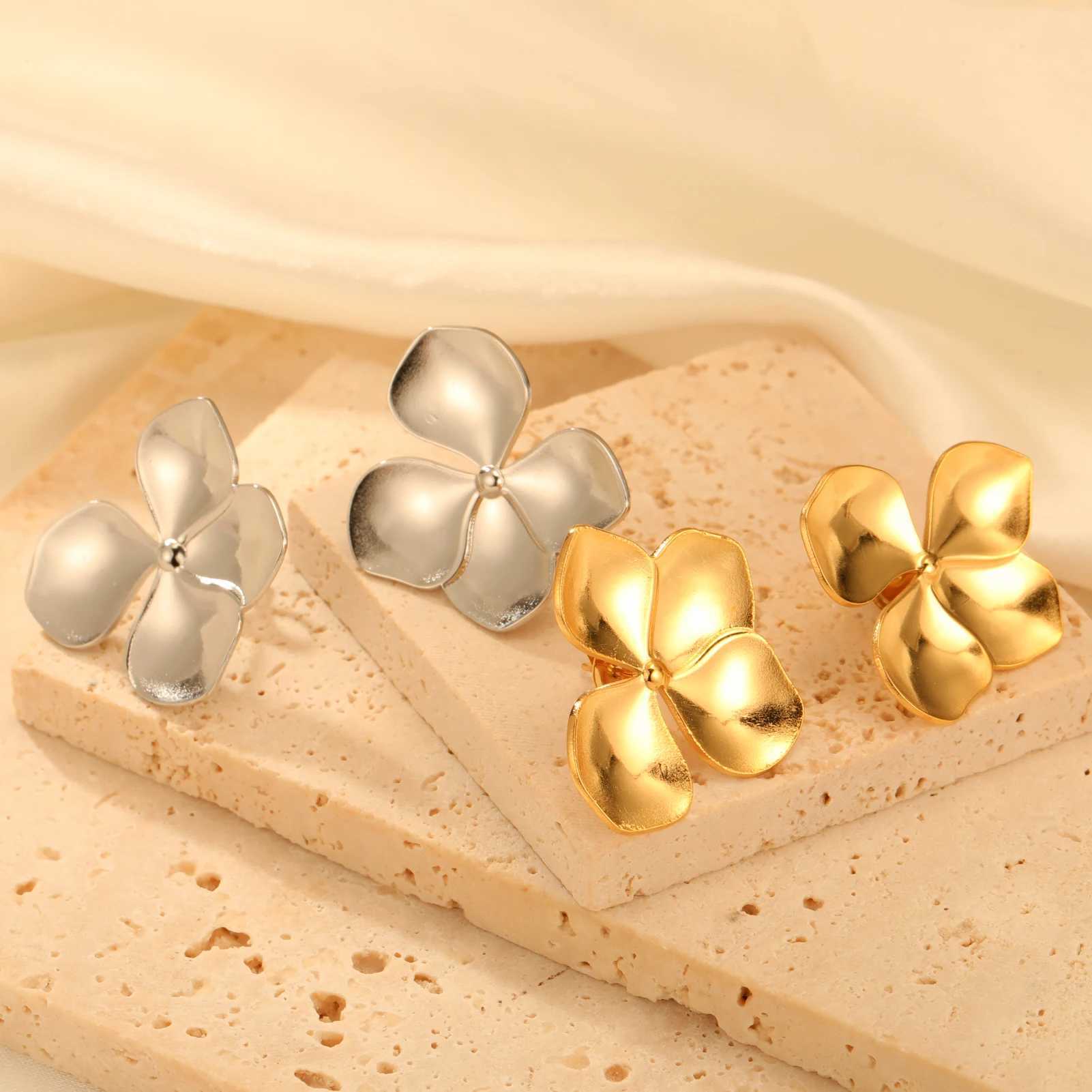 Cazador stainless steel large flower stud earrings womens bohemian earrings jewelry fashion party wedding birthday gift 2025 Y250401