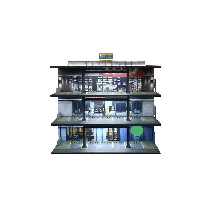 MoreArt 1 64 four story steel frame style garage lighting diode scene model parking lot plot display and collection X250402
