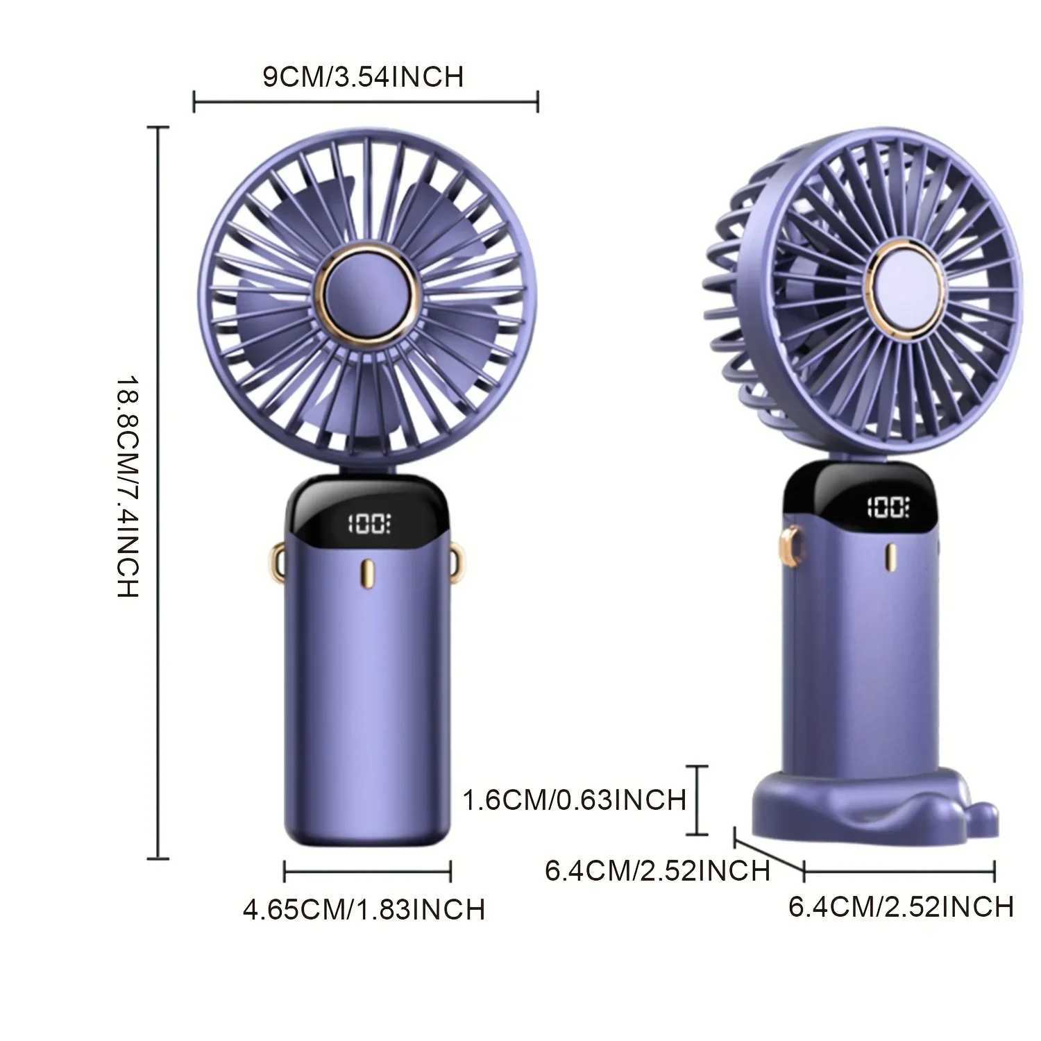 2 packs of portable handheld fans rechargeable mini folding fans with 5 speed and power displays suitable for indoor and outdoor travel campingXJ25040