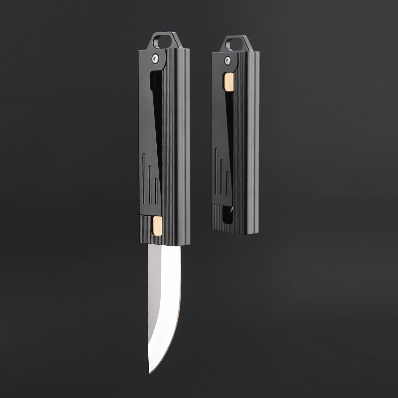 Mini Mechanical Gravity Pocket Knife D2 Steel Blade Aluminum Handle Portable Keychain Knife Camping Outdoor Tool EDC Knives SelfDefense