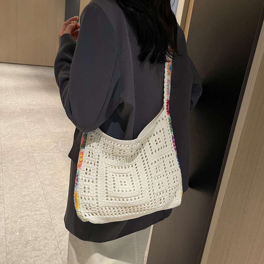 2025 NEW Korean Dongdaemun Fashion Bohemian Style Knitted Crossbody Shoulder Hook Women's Bag