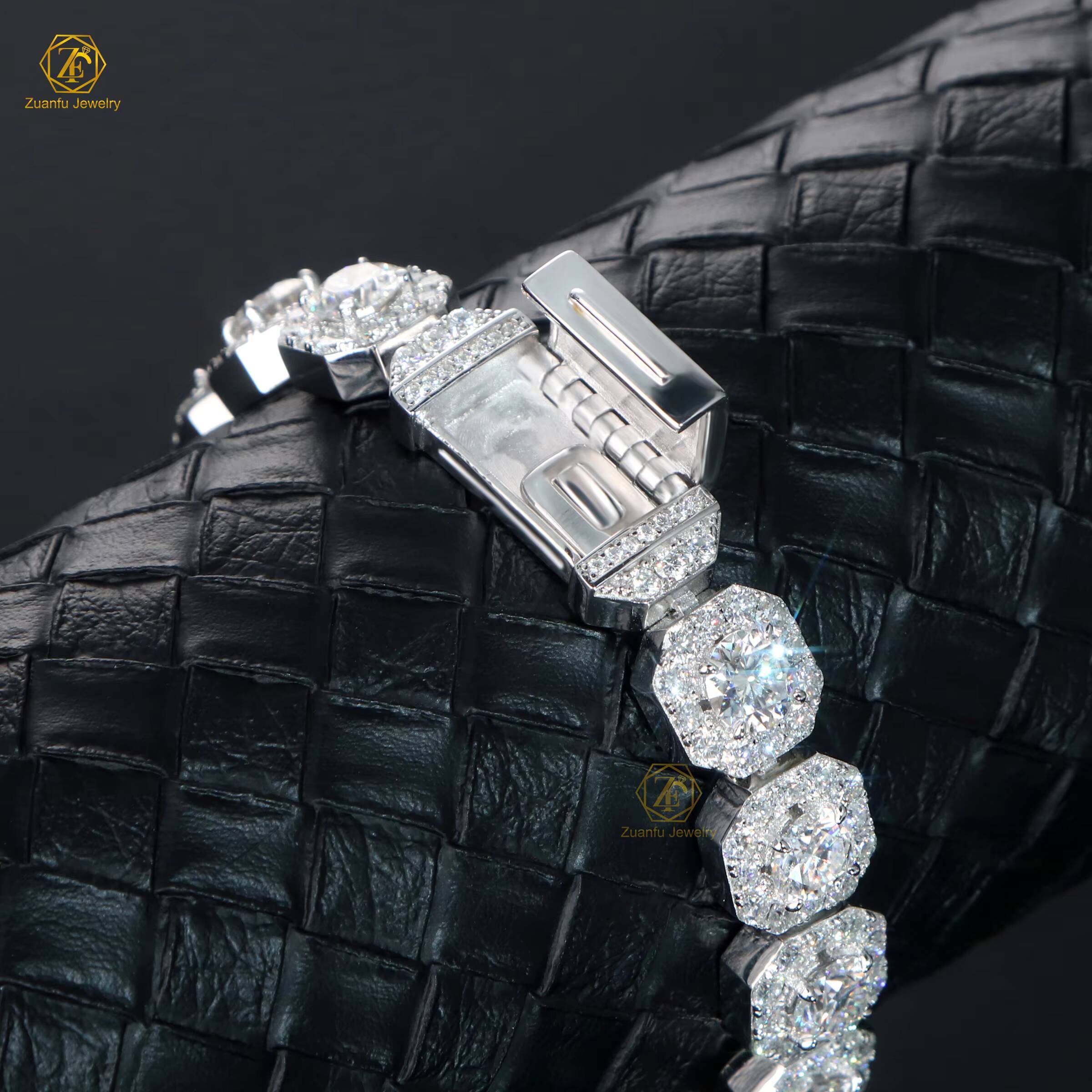 Cheap Hip Hop Iced Out D Color White VVS 925 Sterling Silver 65MM Moissanite Diamond Men 11mm Width Tennis Chain Bracelet