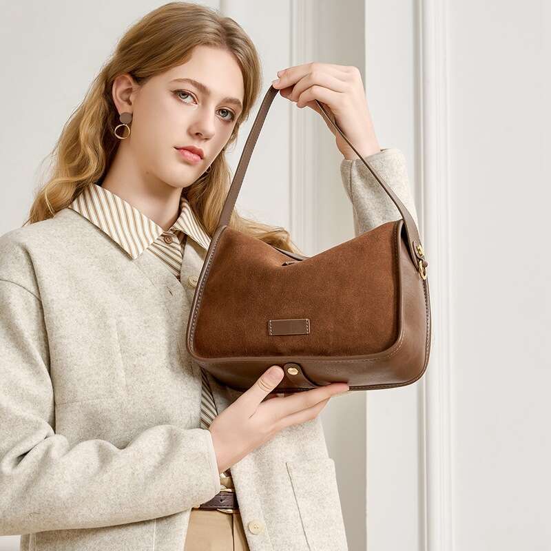Luxury Bag Designer High-End Suede Leather Cross Body Bag One Shoulder Genuine Leather Office Women's Large Capacity Tote