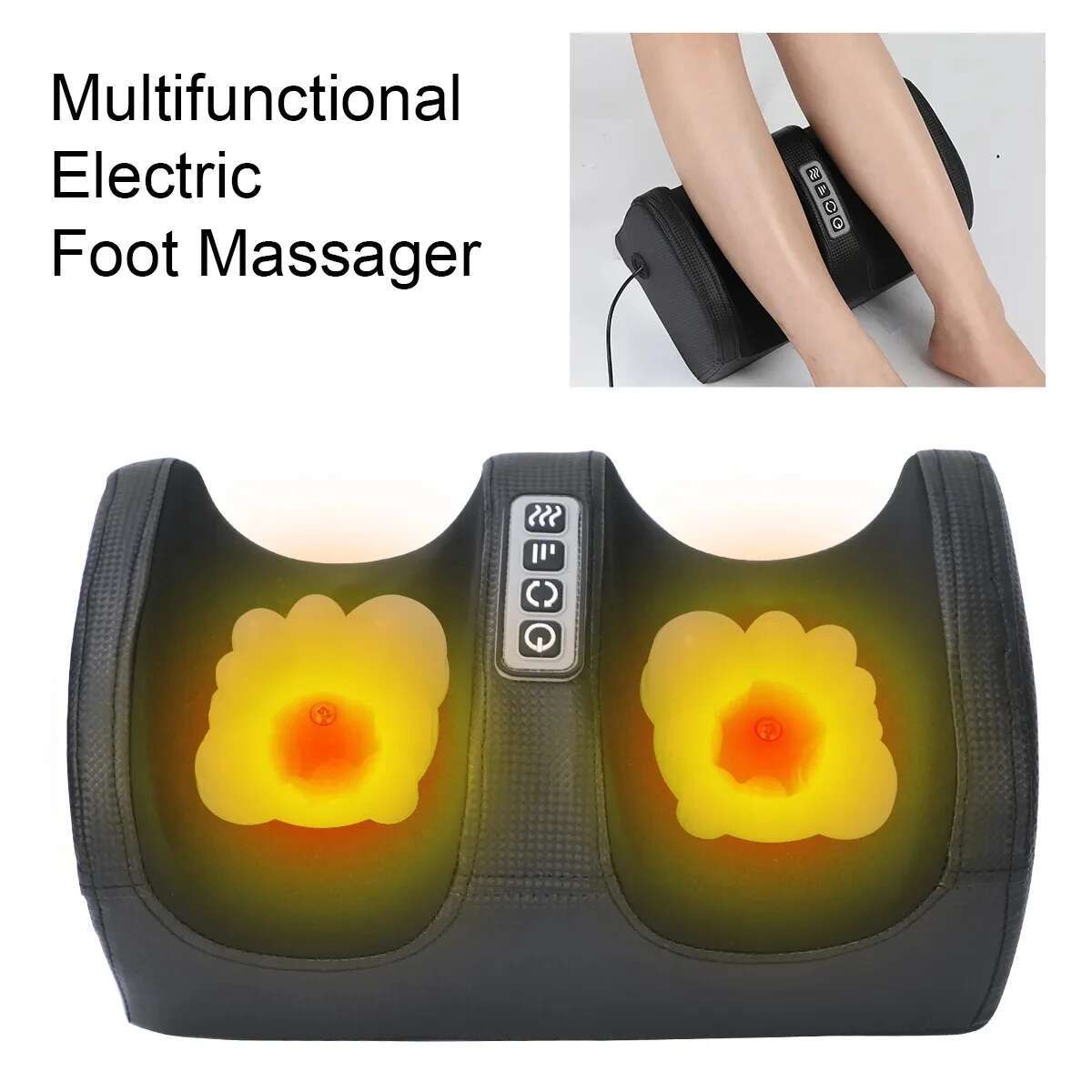Electric Foot Massager Heated Roller Calf Deep Tissue Shiatsu Kneading Body Massage Relaxed Muscles Vibrator Hine Health Care