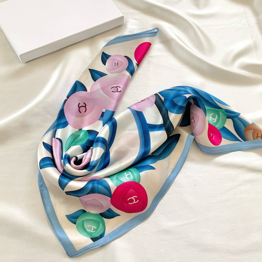 Silk Fashion Designer Women's Birthday Party Gift Scarves High Sense Fabric Headband Printed Letter Scarf Gifts