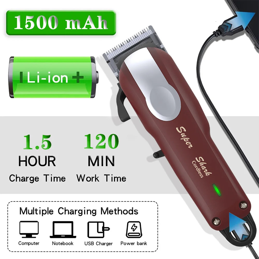 Professional Hair Clipper Powerful Lithium Battery USB Chargeable Trimmer LED Display Home Man Beard Shaver Hair Cutting Machine 251030