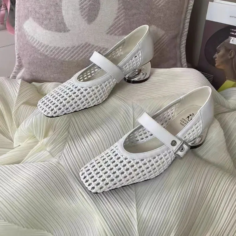 Summer brand hollow high heels womens pump shallow beach sandals comfortable retro shoes Zapatos Mujer 250402BJ - view 6