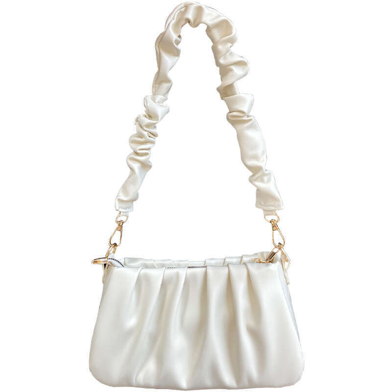 2025 NEW Women's Summer 2025 New White Folded Cloud Underarm with a Unique and Versatile Texture, Single Shoulder Crossbody Bag