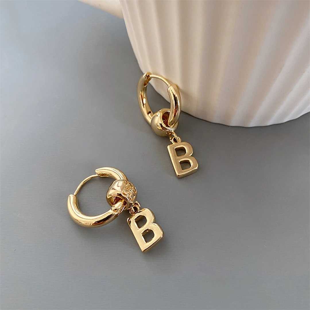 Hip Hop B letter earrings charming female personality fashionable small metal buckle stainless steel jewelry gift Y250401