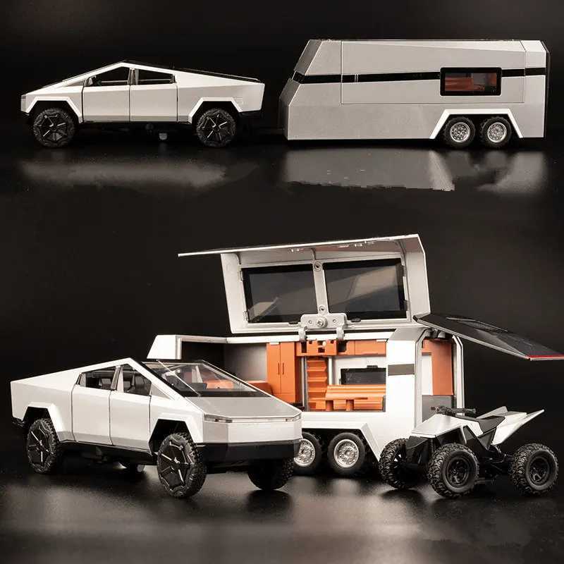 1/32 Cyber toy truck Pickup Alloy Diecasts Off-road Vehicles Truck Car Model Sound Light Kids Toys Gift With Suitcase Free shipping