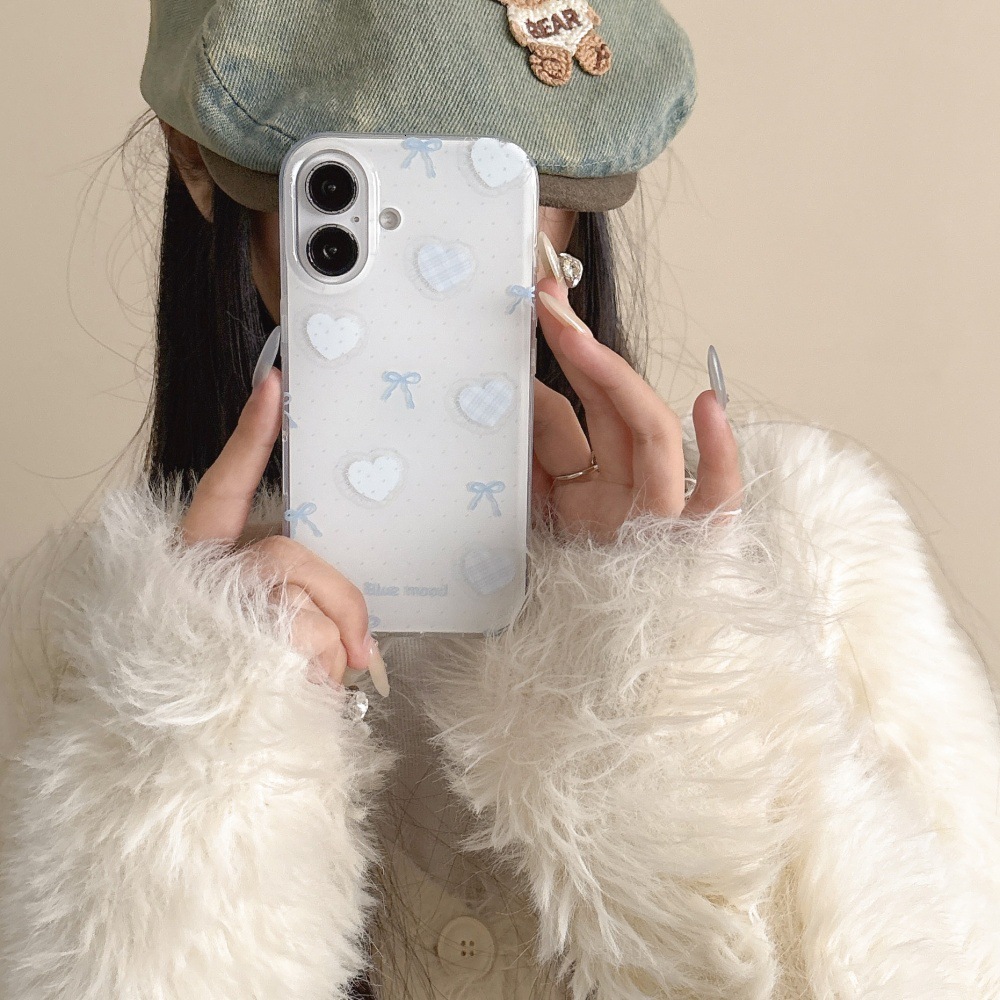 Suitable for iPhone 17 Pro Max Polka Dot Heart Bowknot Phone Case iPhone 16/15 Pro Bracelet Cartoon