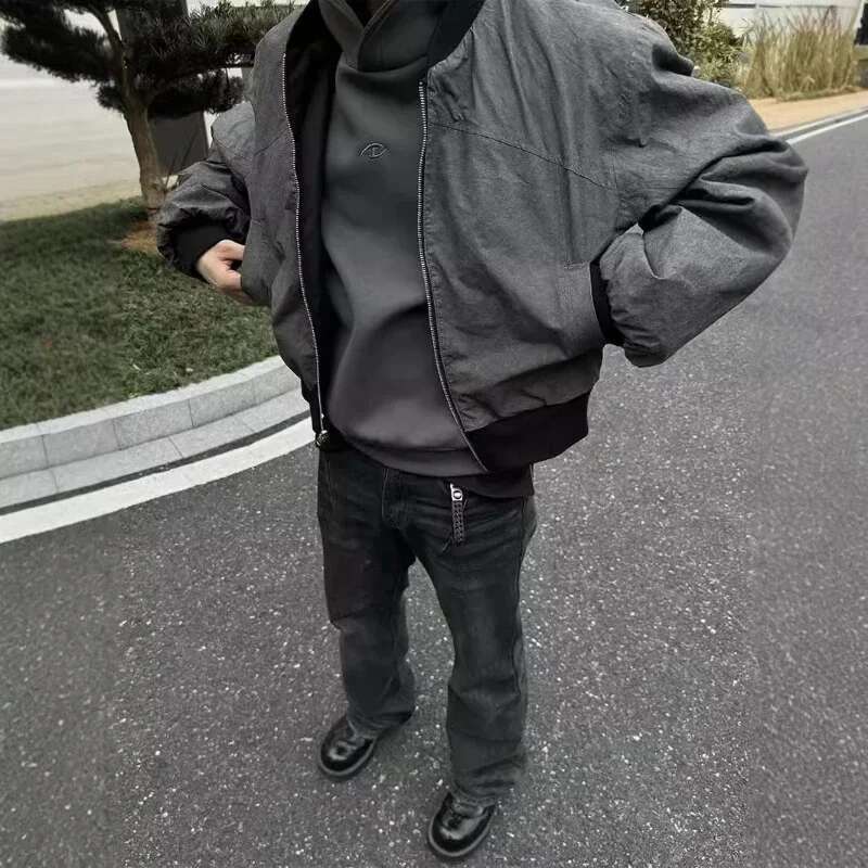 Y2k New American Retro Double Bomber Warm Jacket Men's Women's Hip Hop Goth Oversized Baseball Suit For Men And Women