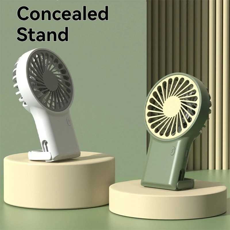 New foldable handheld USB rechargeable mini fan cartoon design with hook for outdoor home office use in mountainous areasXJ250402