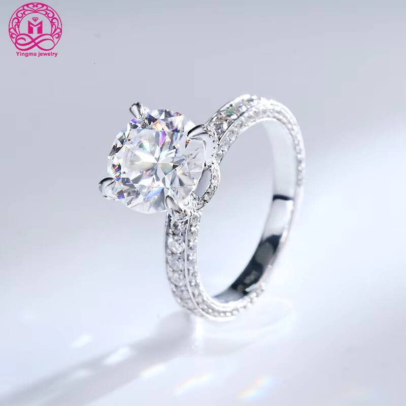 Round Cut 4ct White Gold Moissanite Ring 9k 10k 14k 18k Moissanite Jewelry Engagement Ring for Women Gifts