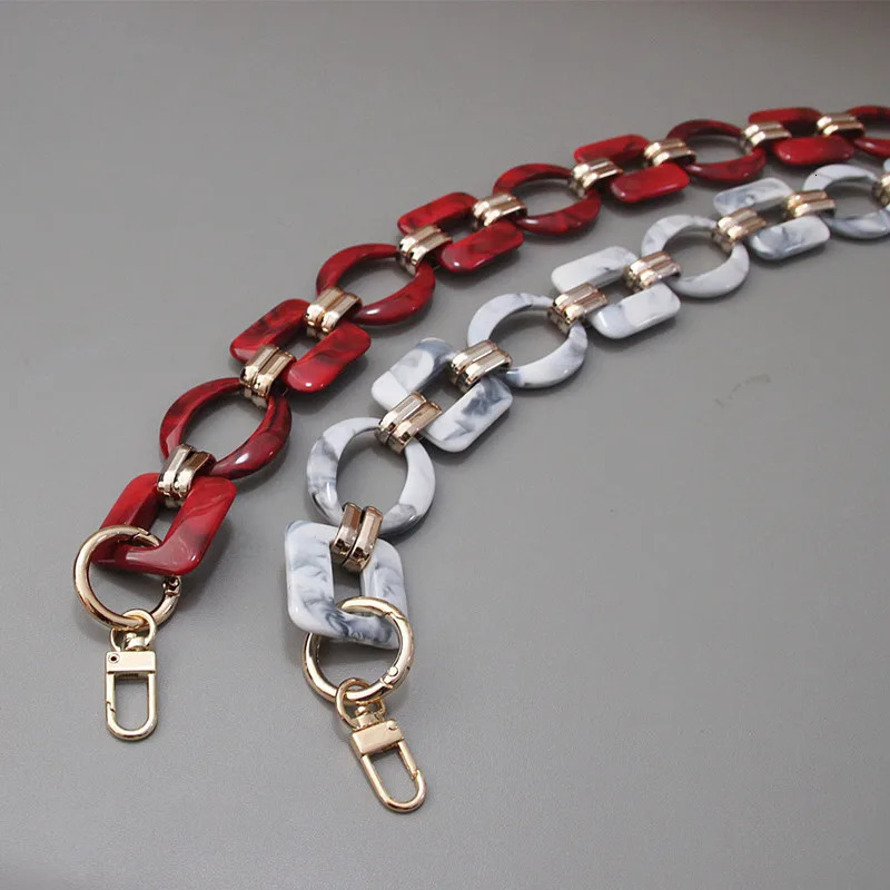 Fashion Woman Bag Accessory Detachable Replacement Red Ink Acrylic Metal Chain Strap Women Shoulder Clutch Chains 251030
