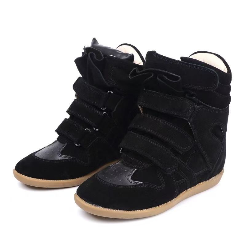 Ankle Boots Women Ladies height increase winter boots winter black genuine leather real suede wedge sneakers fashion shoes red pink marants