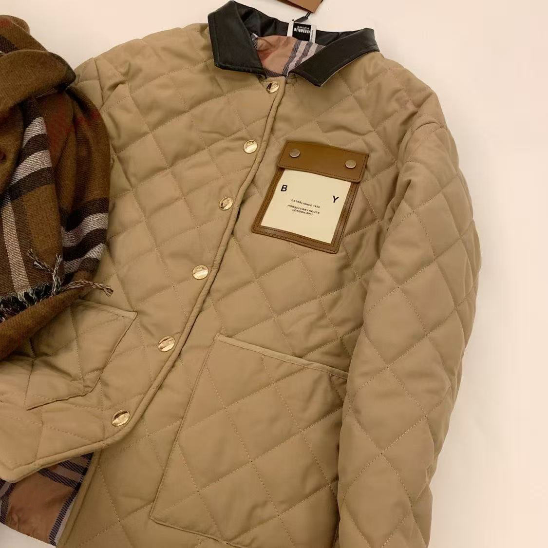 Luxury high-quality designer patchwork quilted pocket leather women's coat, winter casual thickened warm women's down jacket